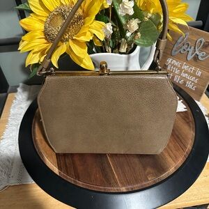 4/$16 Tan Clutch Wristlet Minimalist Design with kisslock